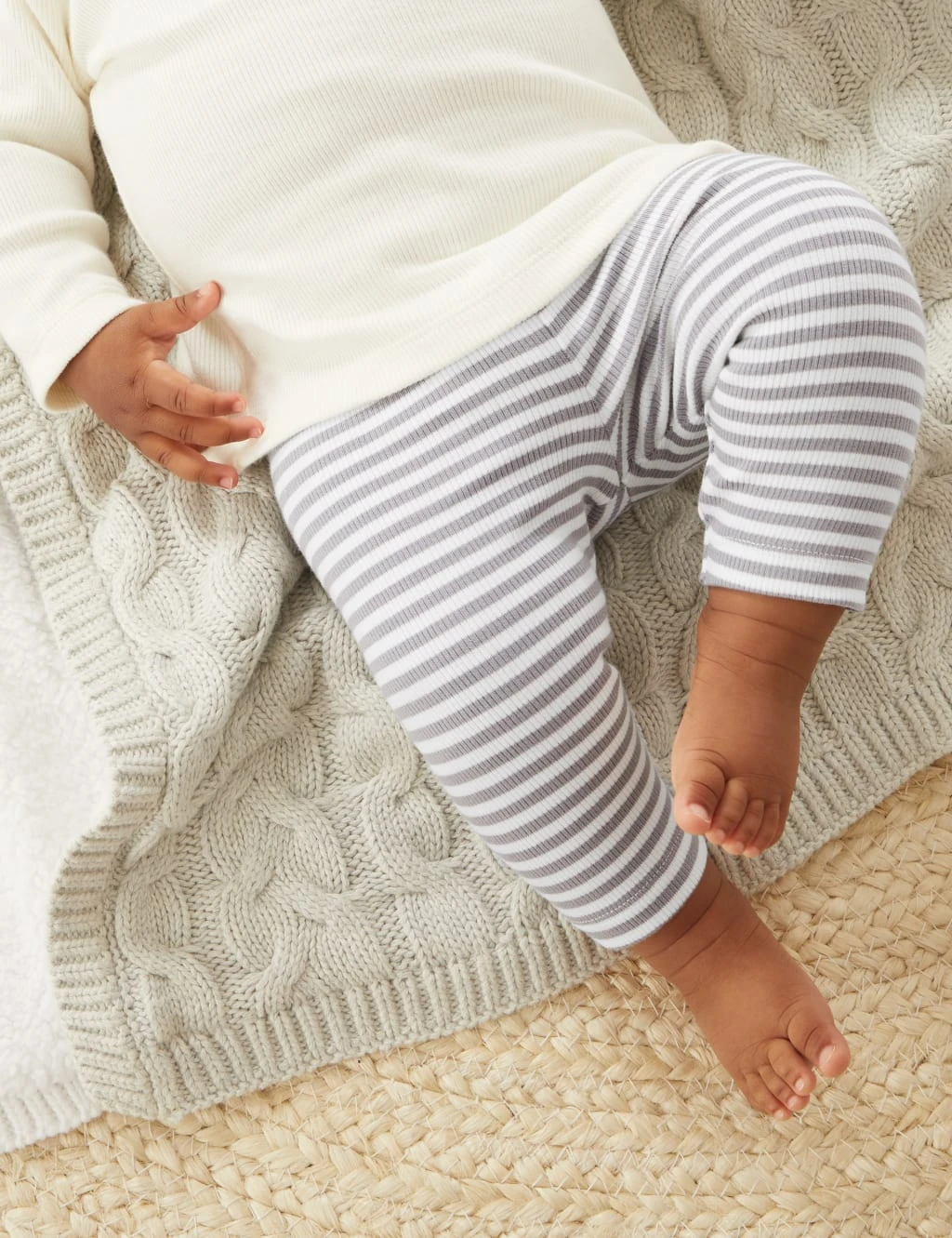 Cotton Rich Striped Ribbed Leggings (7lbs - 12 Mths) 5 Cotton Rich Striped Ribbed Leggings (7lbs - 12 Mths) - Image 5