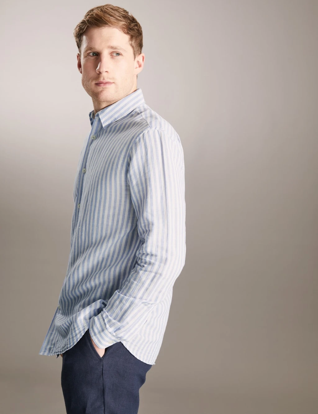 Jaeger Linen Rich Striped Shirt 3 Jaeger Linen Rich Striped Shirt - Image 3