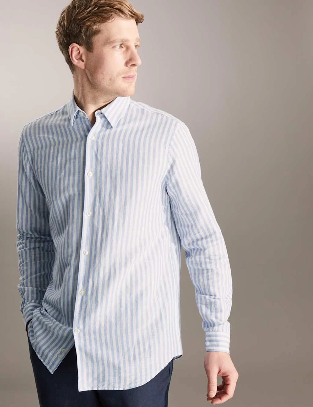 Jaeger Linen Rich Striped Shirt 4 Jaeger Linen Rich Striped Shirt - Image 4