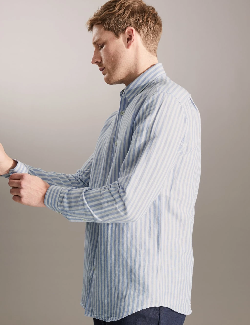 Jaeger Linen Rich Striped Shirt 6 Jaeger Linen Rich Striped Shirt - Image 6