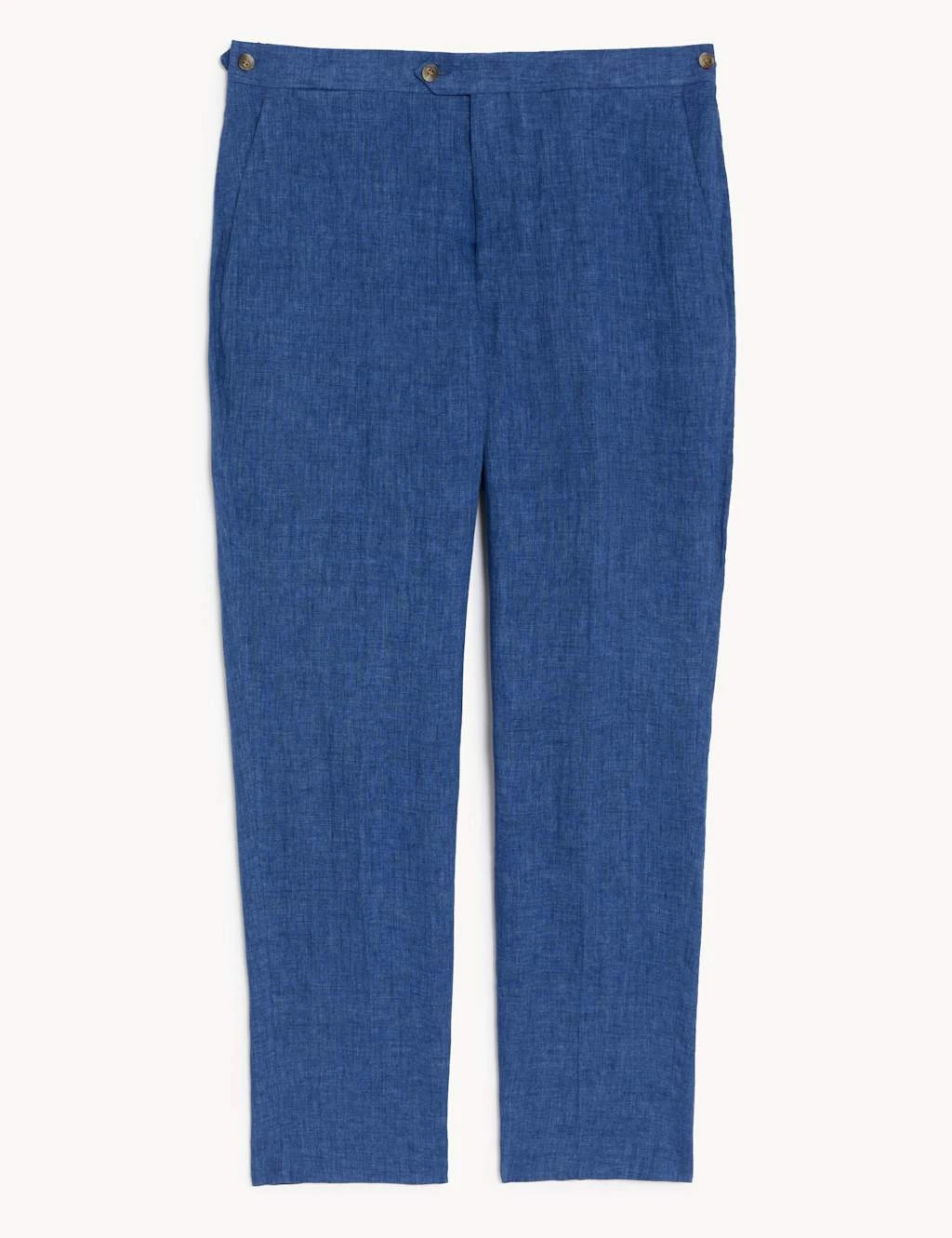 Jaeger Tailored Fit Pure Linen Flat Front Trousers 2 Jaeger Tailored Fit Pure Linen Flat Front Trousers - Image 2