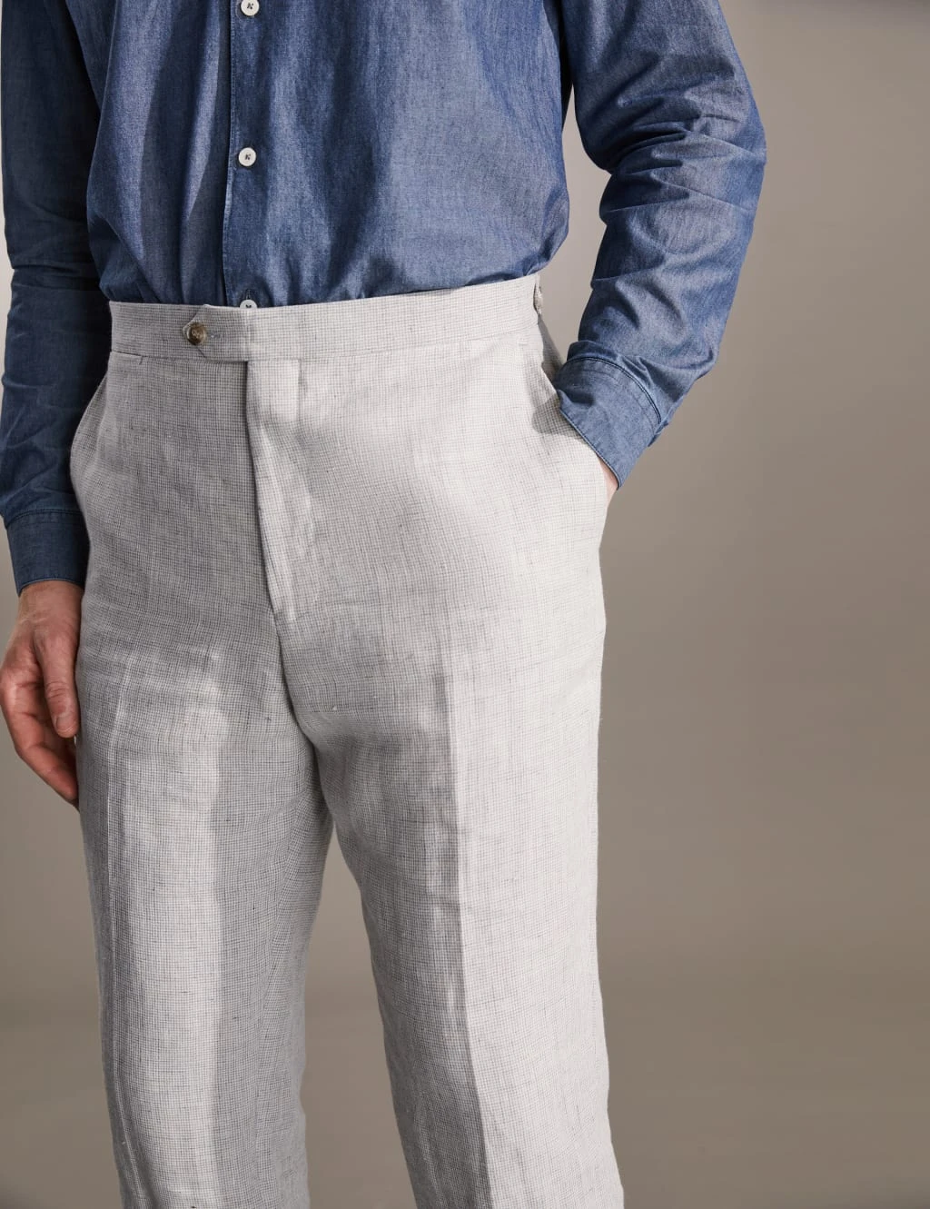 Jaeger Tailored Fit Pure Linen Puppytooth Trousers 3 Jaeger Tailored Fit Pure Linen Puppytooth Trousers - Image 3