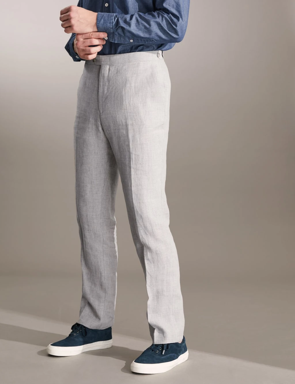 Jaeger Tailored Fit Pure Linen Puppytooth Trousers 4 Jaeger Tailored Fit Pure Linen Puppytooth Trousers - Image 4