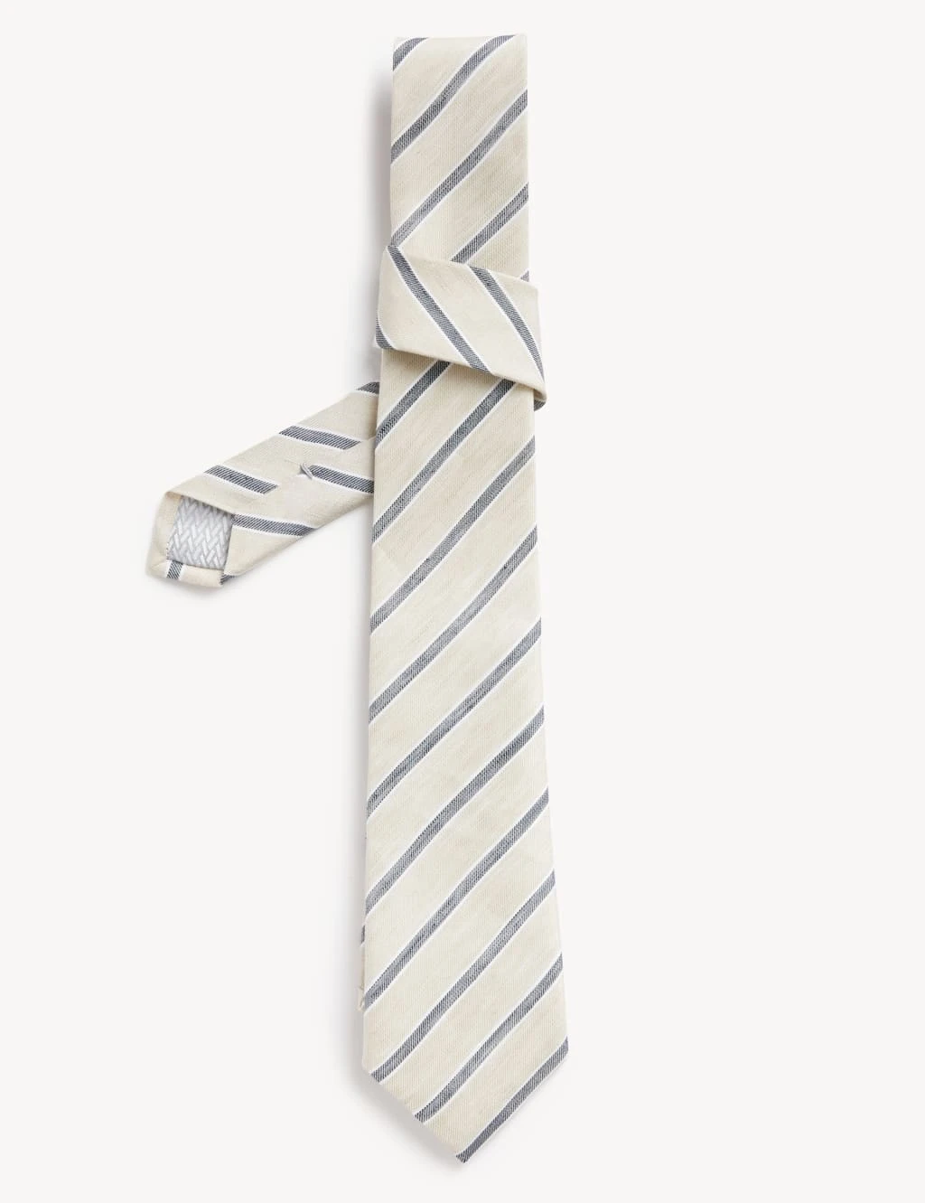 Jaeger Italian Linen And Cotton Striped Tie 1 Jaeger Italian Linen And Cotton Striped Tie