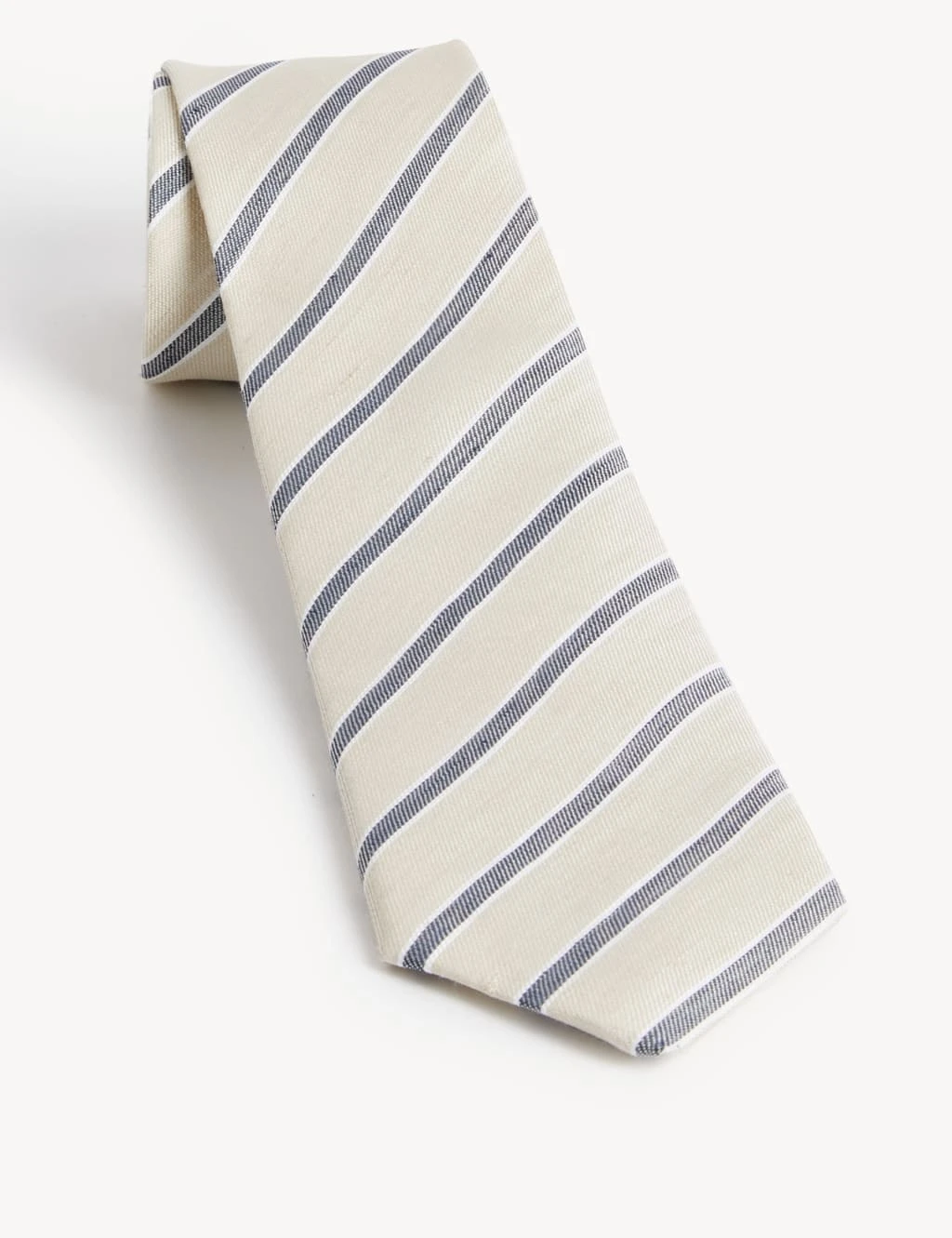 Jaeger Italian Linen And Cotton Striped Tie 2 Jaeger Italian Linen And Cotton Striped Tie - Image 2