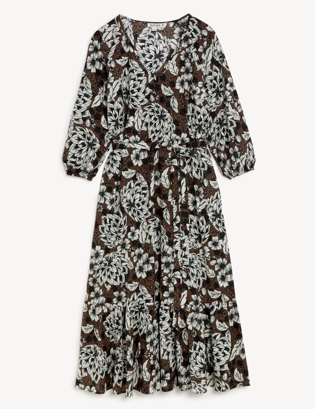 Jaeger Pure Cotton Floral V-Neck Midi Tiered Dress 2 Jaeger Pure Cotton Floral V-Neck Midi Tiered Dress - Image 2