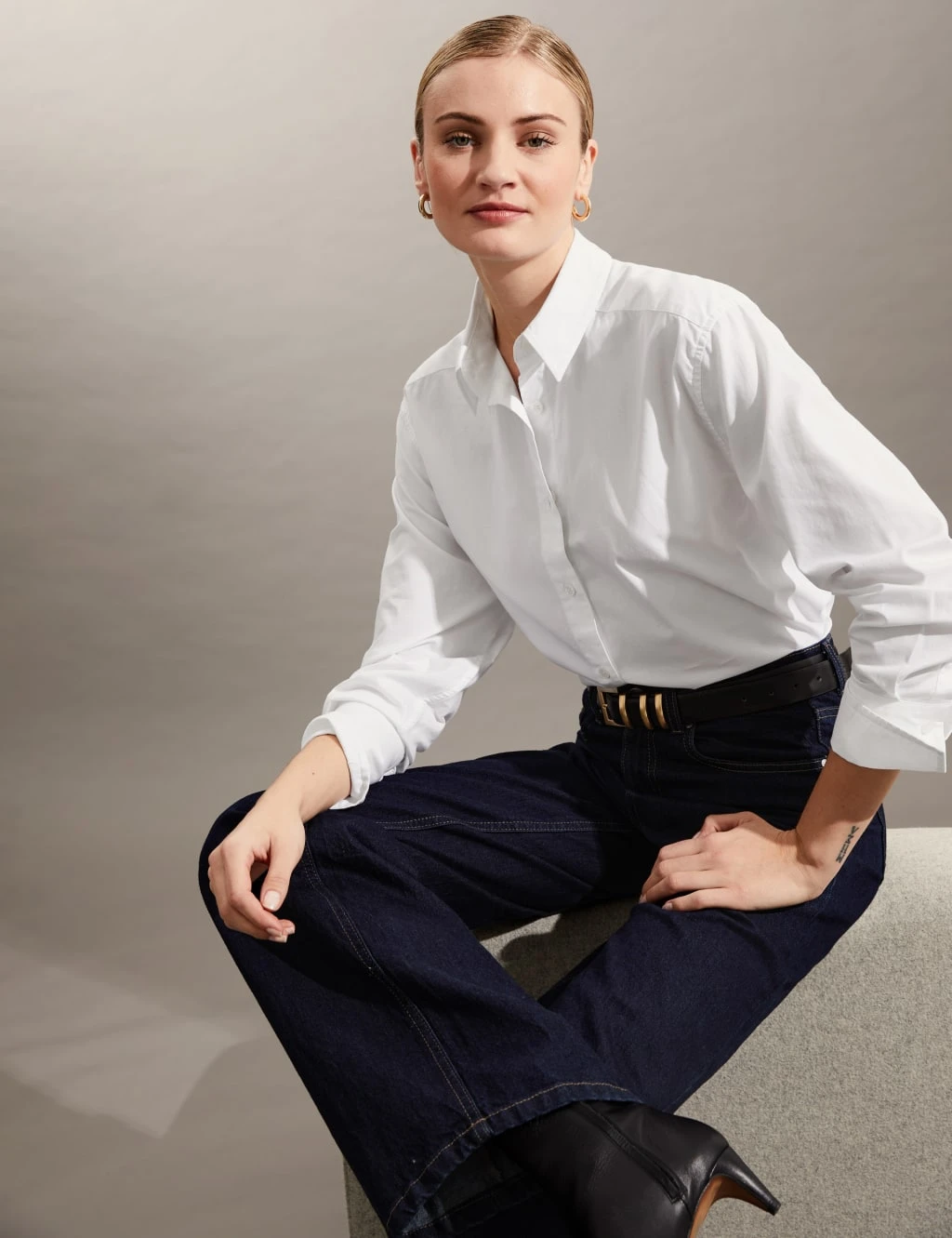 Jaeger Pure Cotton Oversized Long Sleeve Shirt 1 Jaeger Pure Cotton Oversized Long Sleeve Shirt