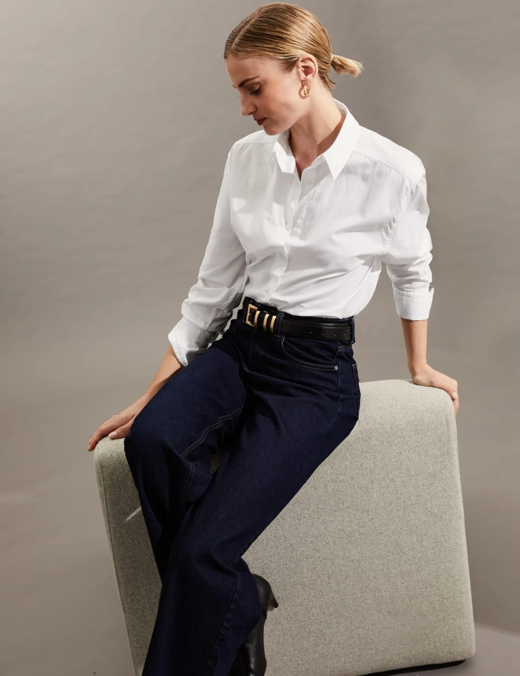 Jaeger Pure Cotton Oversized Long Sleeve Shirt 4 Jaeger Pure Cotton Oversized Long Sleeve Shirt - Image 4