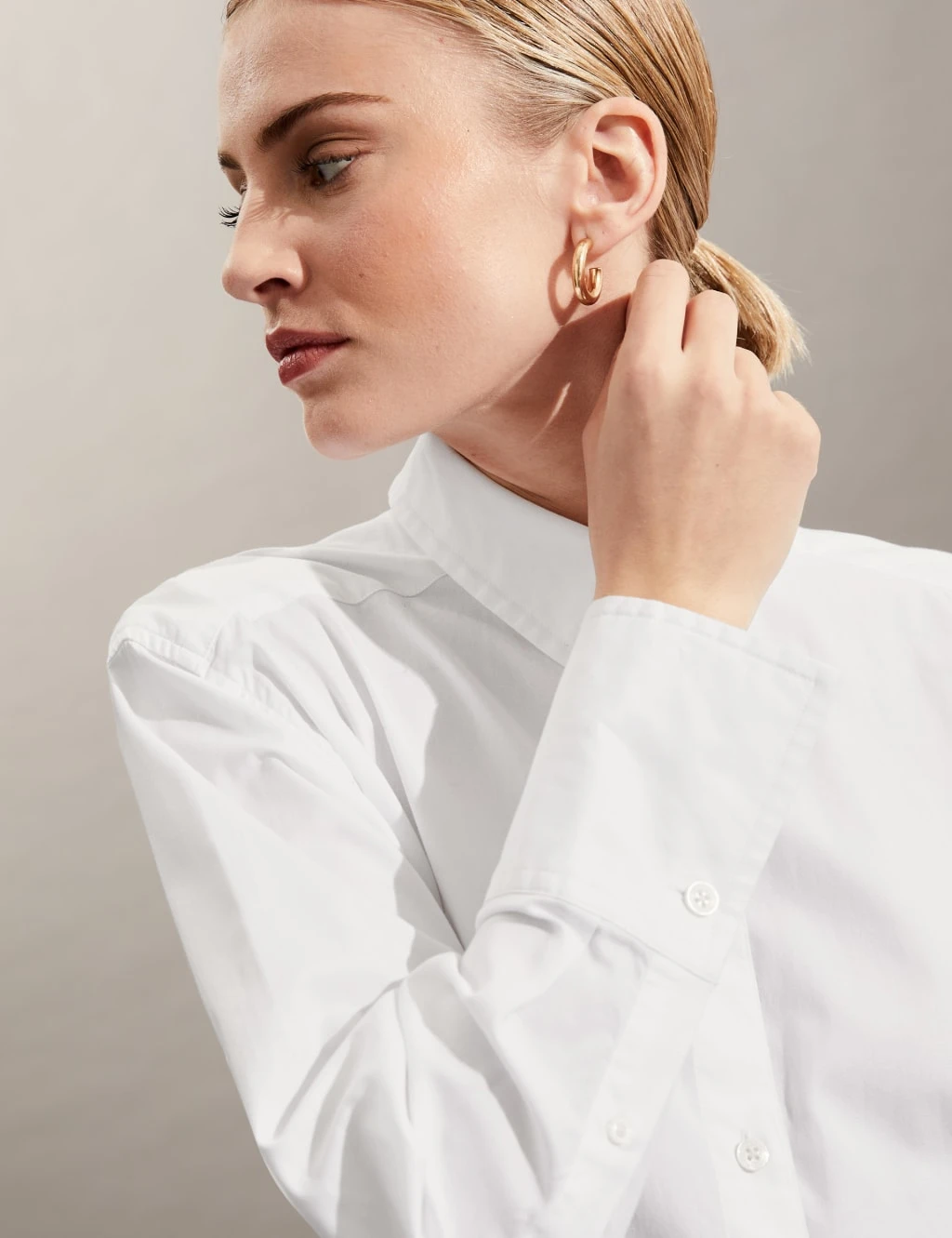 Jaeger Pure Cotton Oversized Long Sleeve Shirt 5 Jaeger Pure Cotton Oversized Long Sleeve Shirt - Image 5