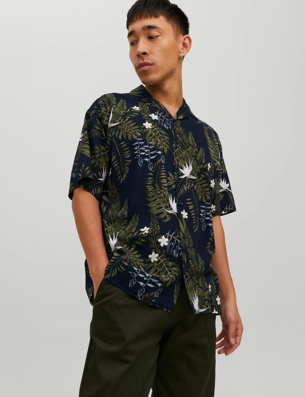 Jack & Jones Cotton Rich Leaf Print Oxford Shirt 1 Jack & Jones Cotton Rich Leaf Print Oxford Shirt