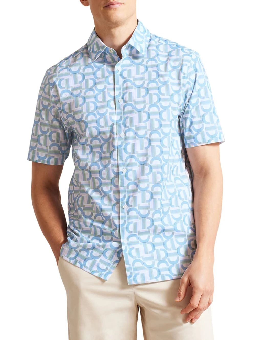 Ted Baker Pure Cotton Geometric Print Oxford Shirt 1 Ted Baker Pure Cotton Geometric Print Oxford Shirt