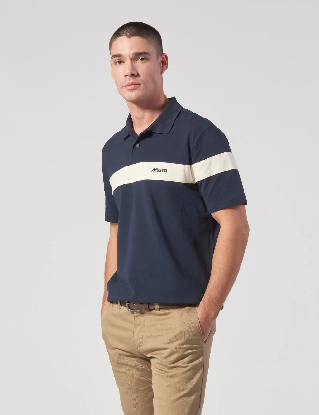 MUSTO 64 Pure Cotton Striped Polo Shirt 2 MUSTO 64 Pure Cotton Striped Polo Shirt - Image 2