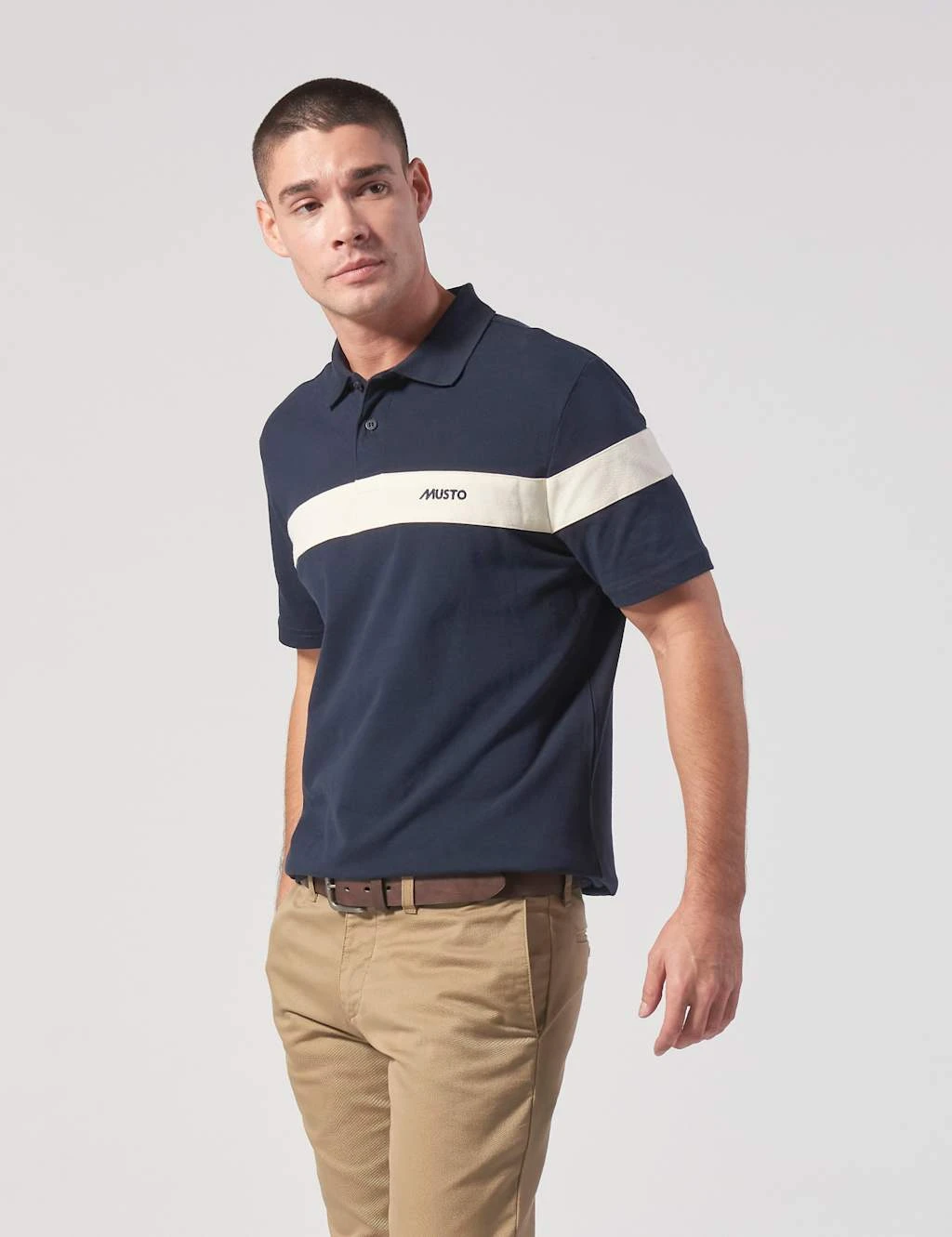 MUSTO 64 Pure Cotton Striped Polo Shirt 5 MUSTO 64 Pure Cotton Striped Polo Shirt - Image 5
