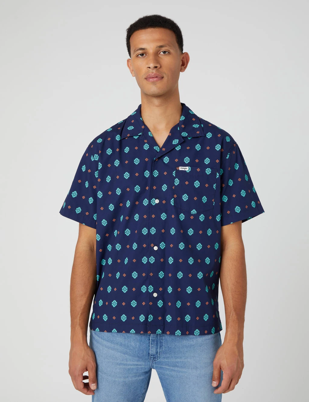 Wrangler Pure Cotton Geometric Print Shirt 1 Wrangler Pure Cotton Geometric Print Shirt