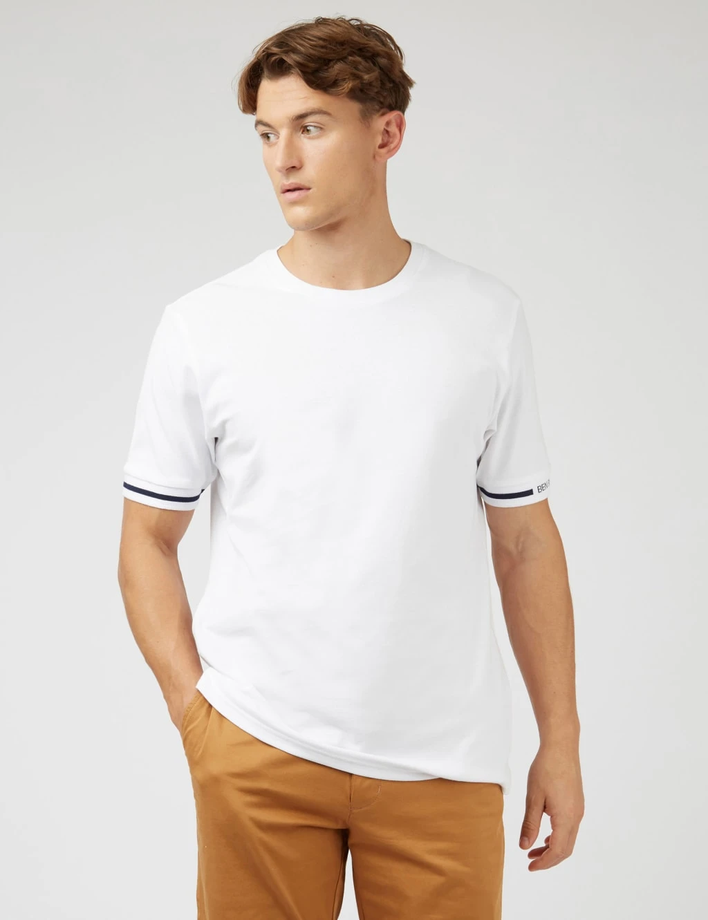 Ben Sherman Pure Cotton Tipped Cuff Crew Neck T-Shirt 1 Ben Sherman Pure Cotton Tipped Cuff Crew Neck T-Shirt