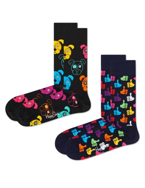 Happy Socks 2pk Assorted Dog Cotton Rich Socks