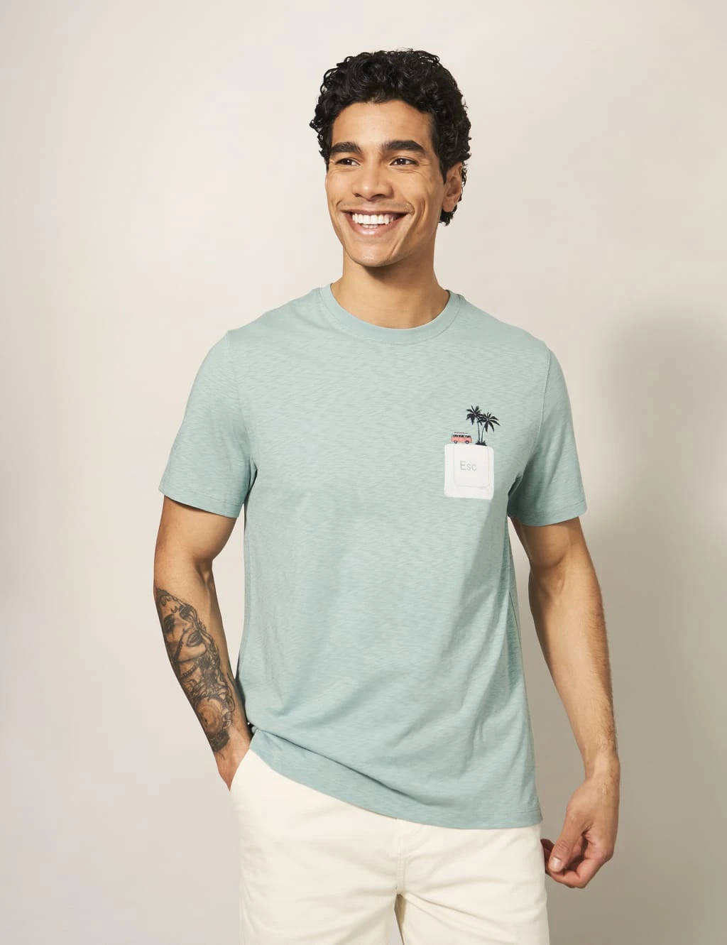 WHITE STUFF Pure Cotton Escape Graphic Crew Neck T-Shirt 1 WHITE STUFF Pure Cotton Escape Graphic Crew Neck T-Shirt