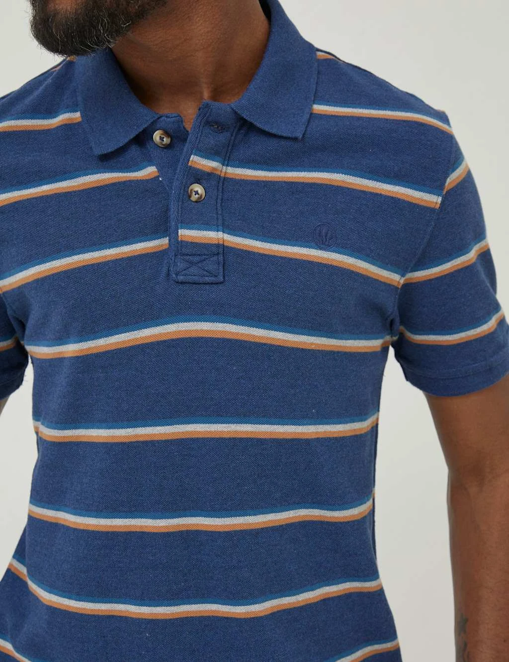 Cotton Rich Pique Striped Polo Shirt 2 Cotton Rich Pique Striped Polo Shirt - Image 2