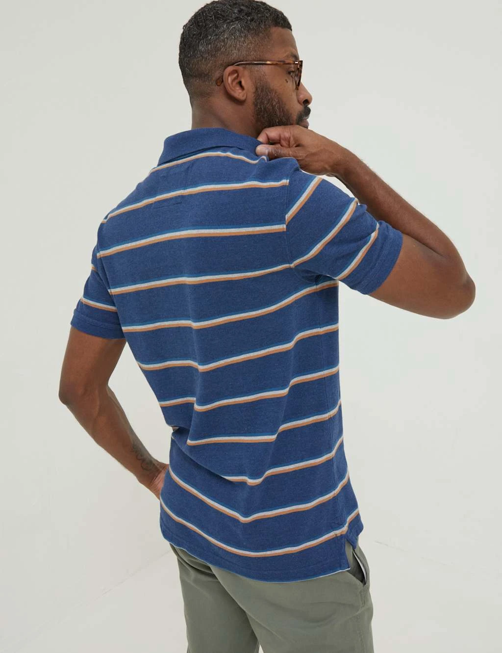 Cotton Rich Pique Striped Polo Shirt 3 Cotton Rich Pique Striped Polo Shirt - Image 3