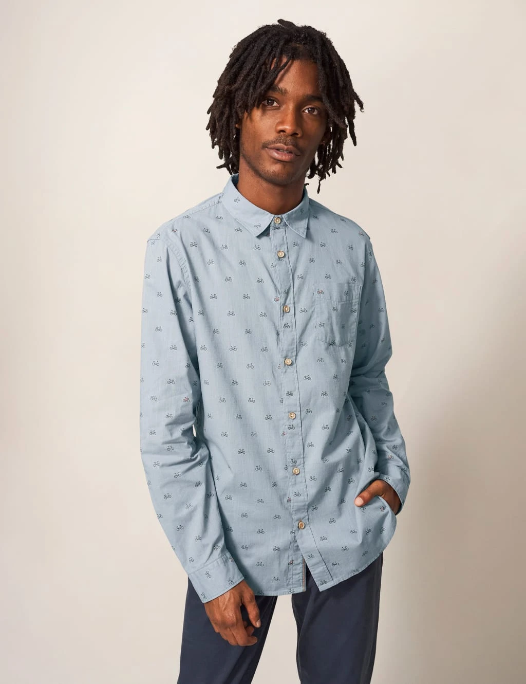 WHITE STUFF Pure Cotton Bicycle Print Shirt 5 WHITE STUFF Pure Cotton Bicycle Print Shirt - Image 5