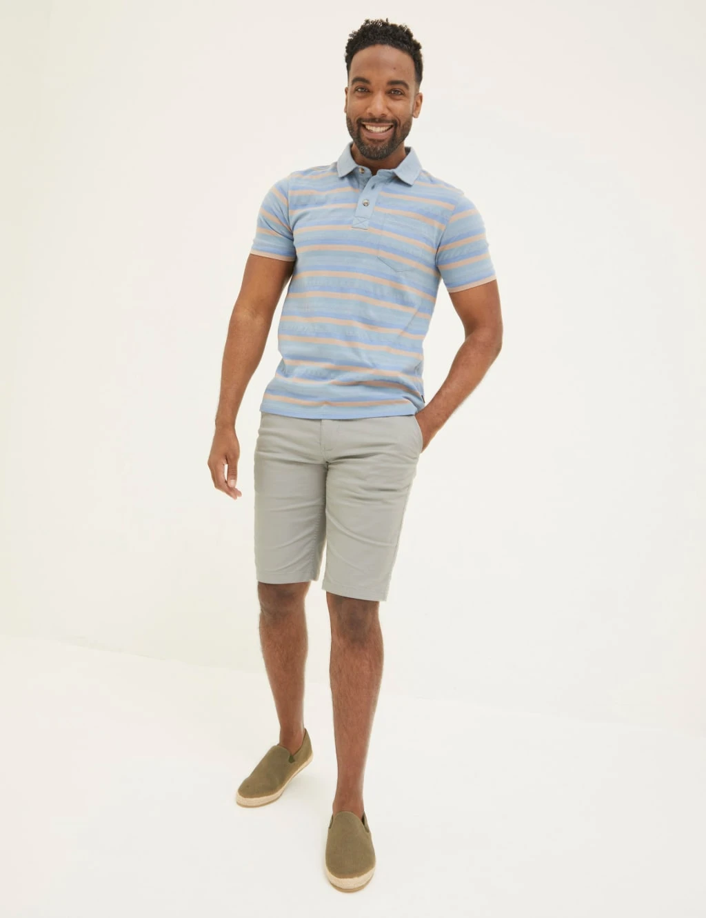 Pure Cotton Textured Striped Polo Shirt 5 Pure Cotton Textured Striped Polo Shirt - Image 5