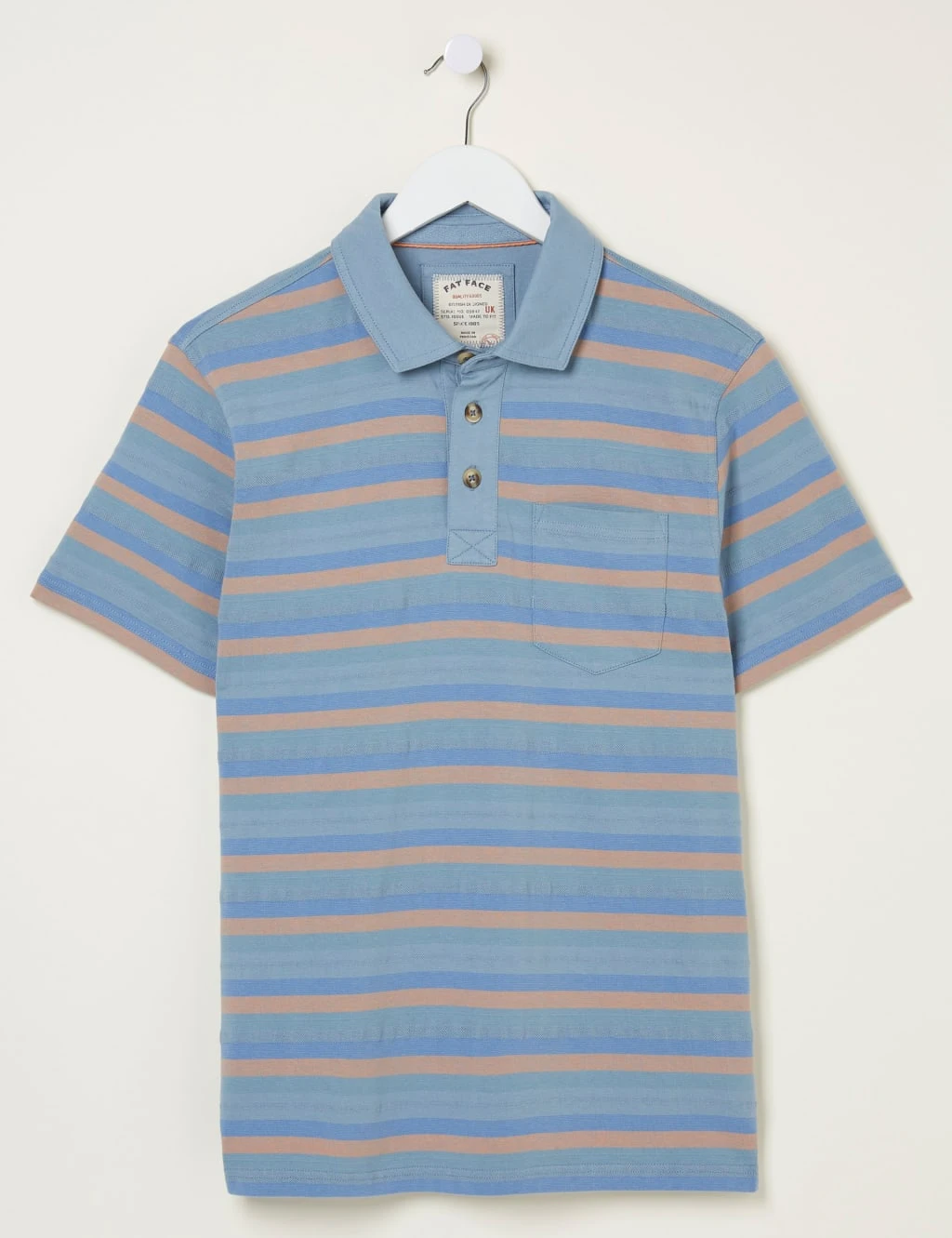 Pure Cotton Textured Striped Polo Shirt 2 Pure Cotton Textured Striped Polo Shirt - Image 2