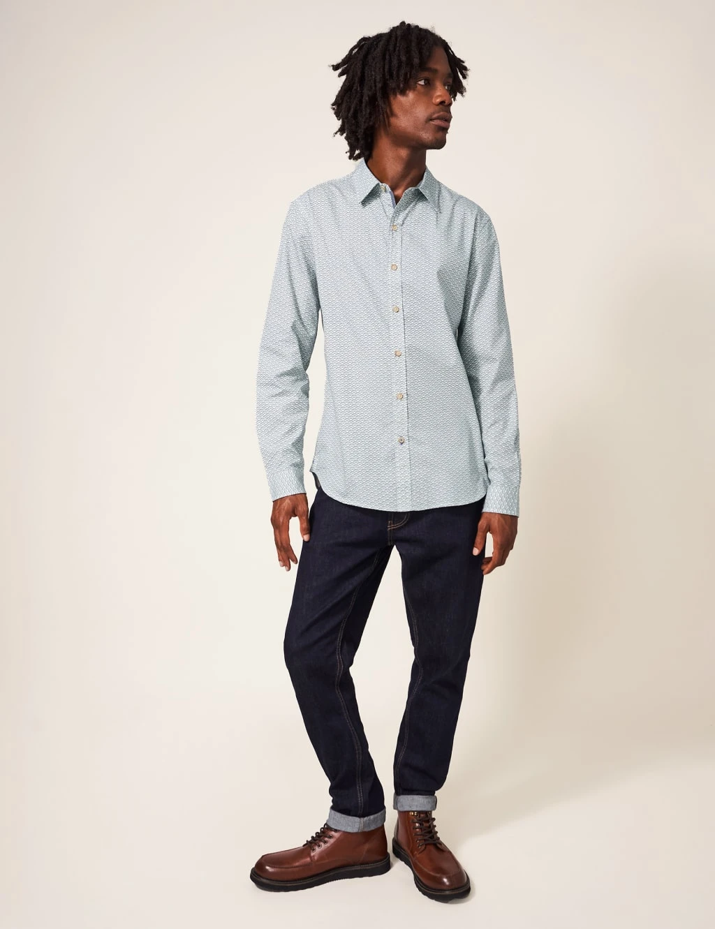 WHITE STUFF Pure Cotton Fan Print Shirt 1 WHITE STUFF Pure Cotton Fan Print Shirt