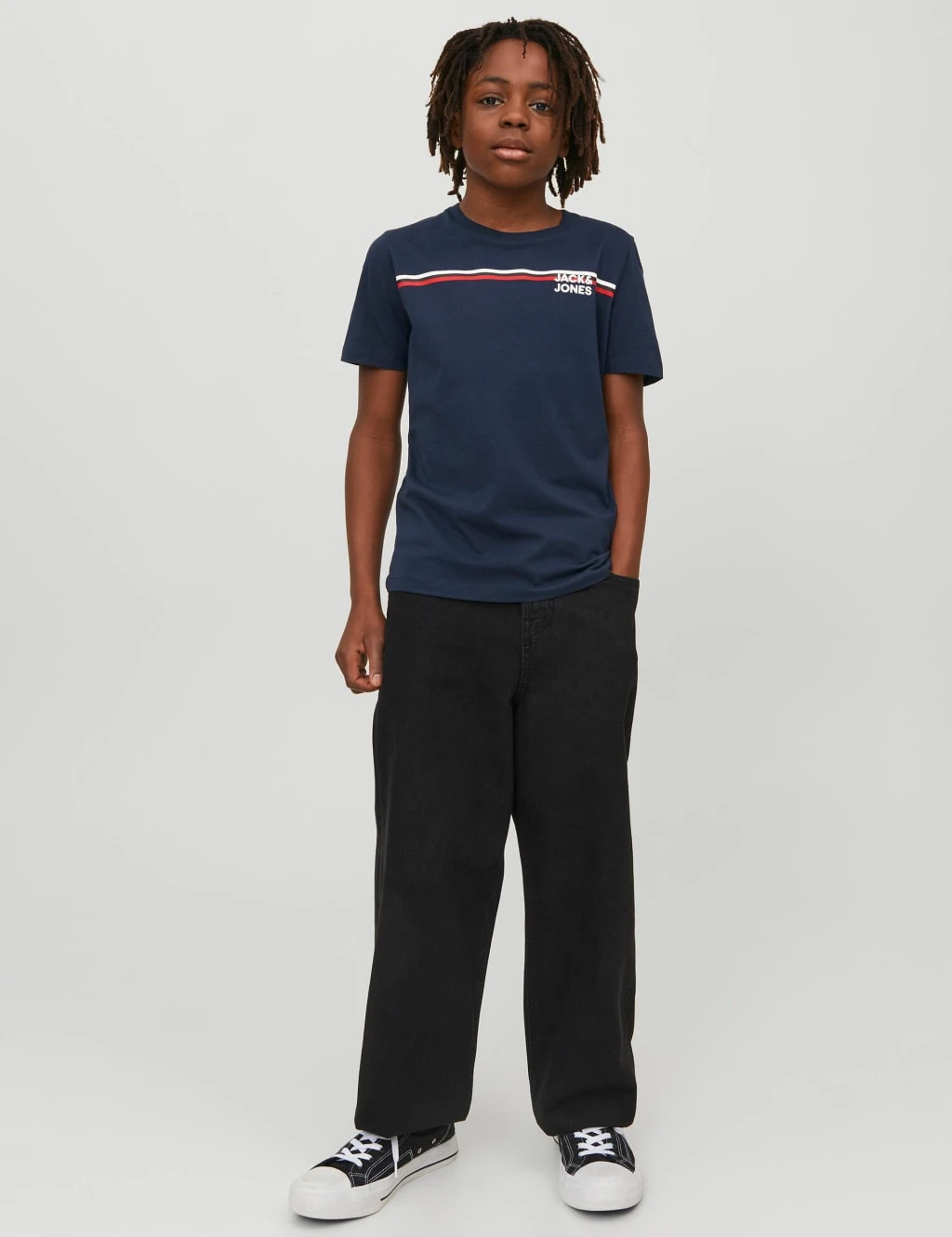 Jack & Jones Junior Pure Cotton Striped Logo Graphic T-Shirt (8-16 Yrs) 3 Jack & Jones Junior Pure Cotton Striped Logo Graphic T-Shirt (8-16 Yrs) - Image 3