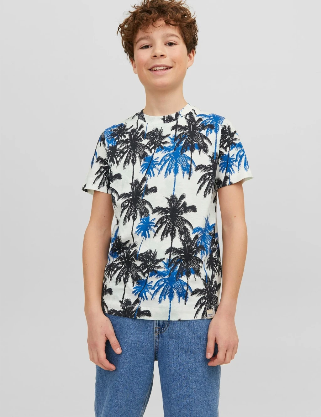 Jack & Jones Junior Pure Cotton Palm Print T-Shirt (8-16 Yrs) 1 Jack & Jones Junior Pure Cotton Palm Print T-Shirt (8-16 Yrs)