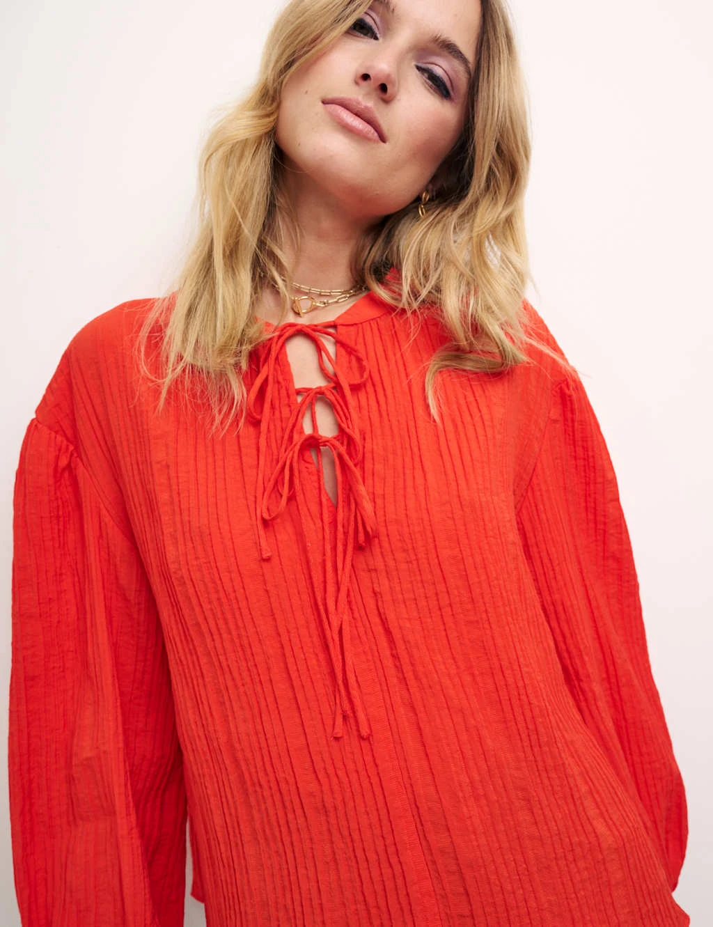 Tie Neck Long Sleeve Blouse 3 Tie Neck Long Sleeve Blouse - Image 3