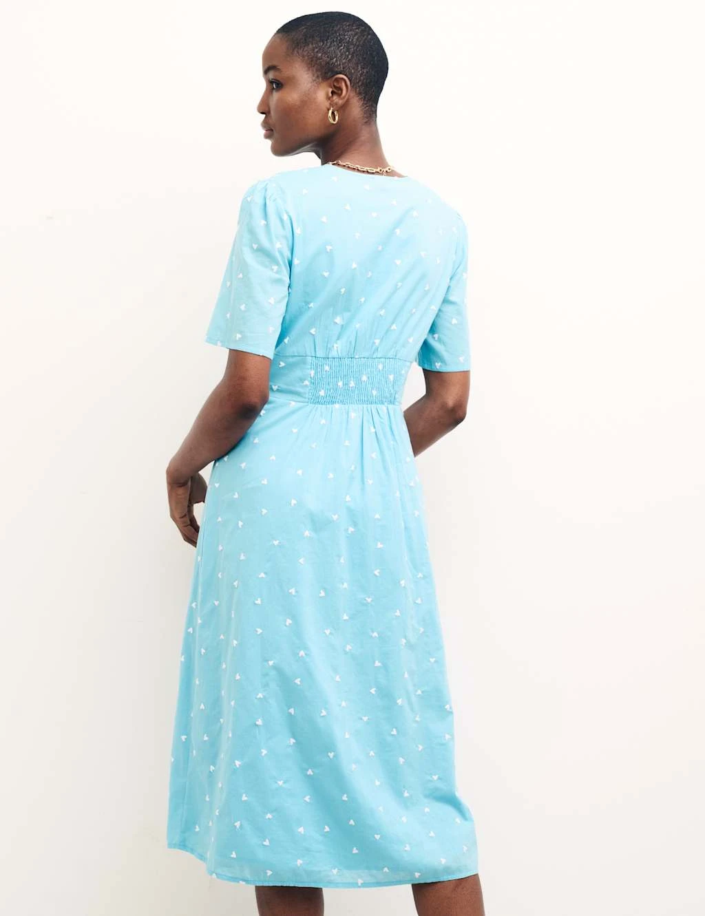 Organic Cotton Embroidered V-Neck Midi Dress 2 Organic Cotton Embroidered V-Neck Midi Dress - Image 2