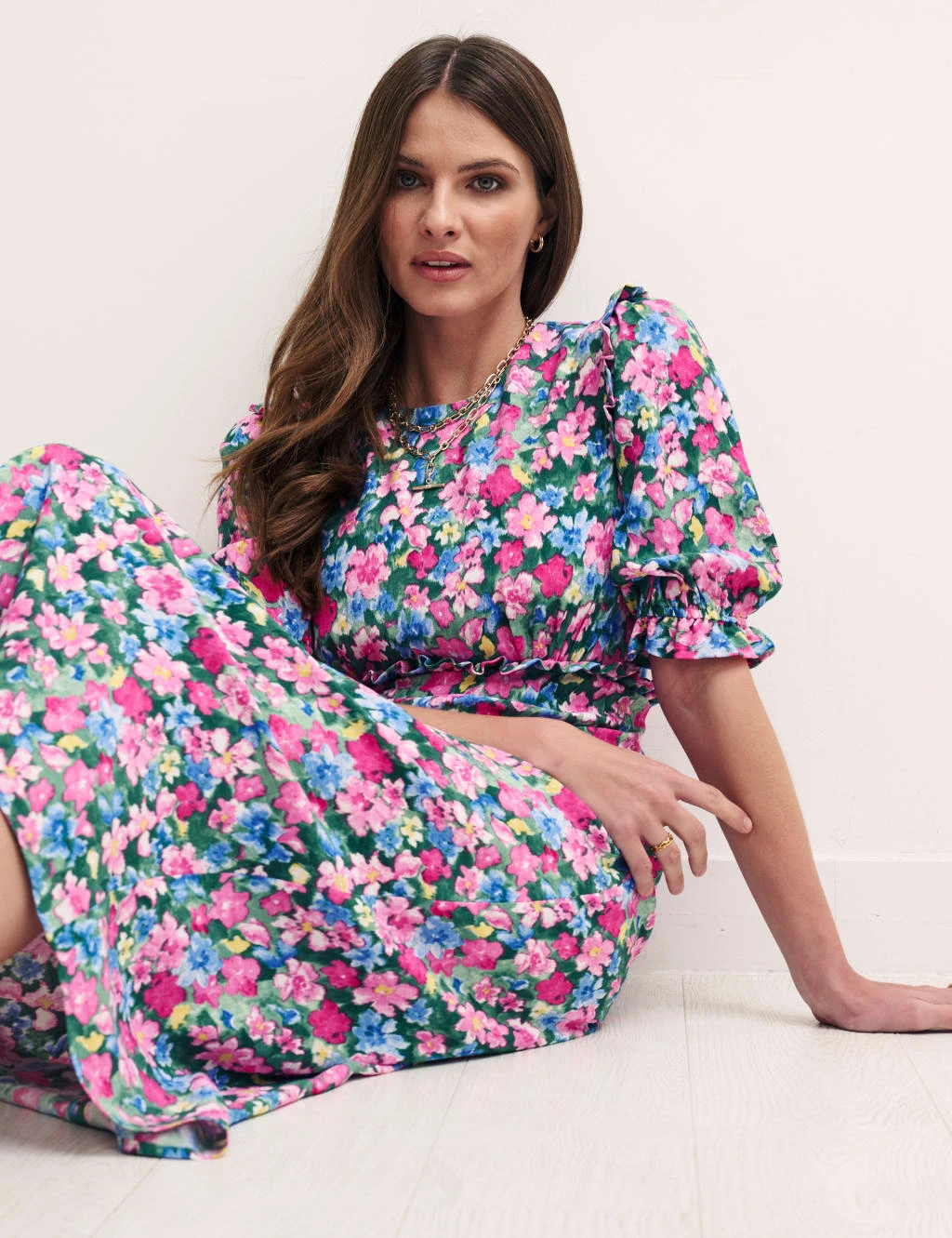 Floral Crew Neck Midi Tea Dress 4 Floral Crew Neck Midi Tea Dress - Image 4