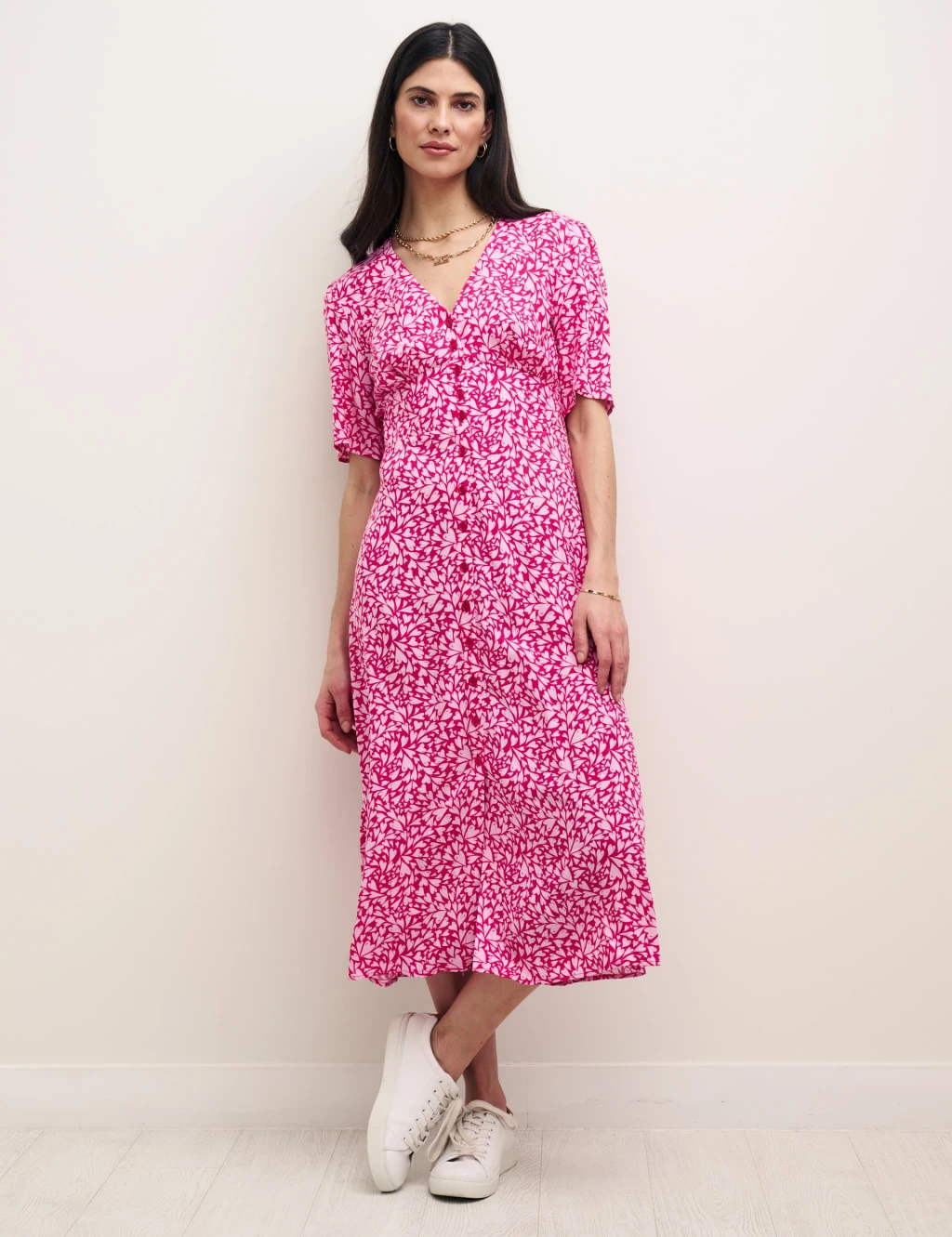 Heart Print V-Neck Midi Tea Dress 2 Heart Print V-Neck Midi Tea Dress - Image 2