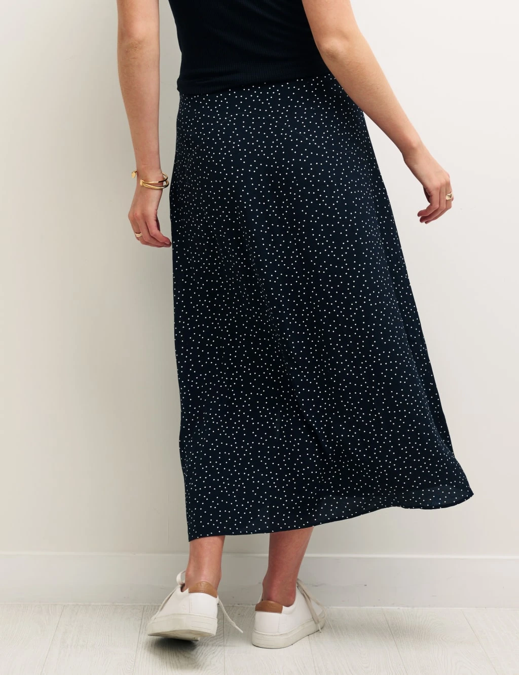 Polka Dot Button Detail Midi Slip Skirt 4 Polka Dot Button Detail Midi Slip Skirt - Image 4