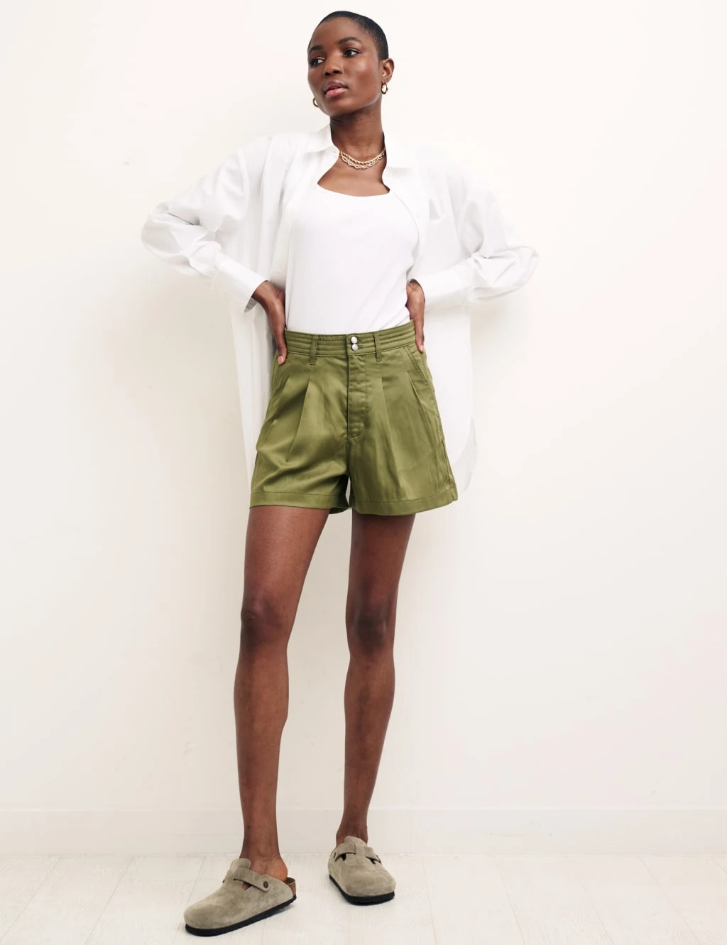 Pure Tencel™ High Waisted Pleat Front Shorts 1 Pure Tencel™ High Waisted Pleat Front Shorts