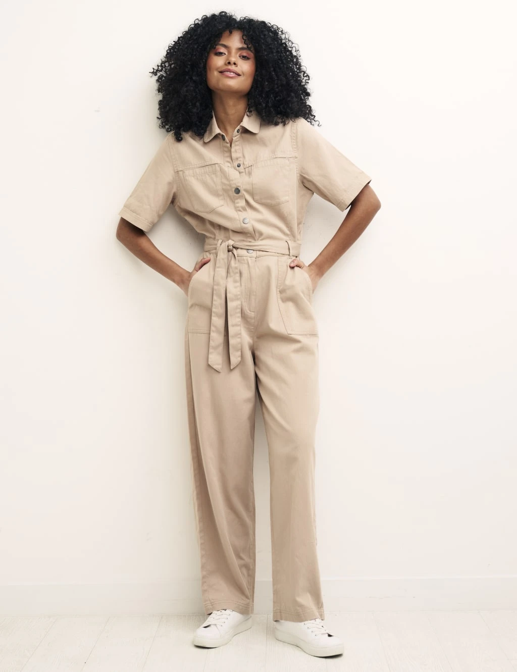 Organic Cotton Belted Wide Leg Jumpsuit 5 Organic Cotton Belted Wide Leg Jumpsuit - Image 5
