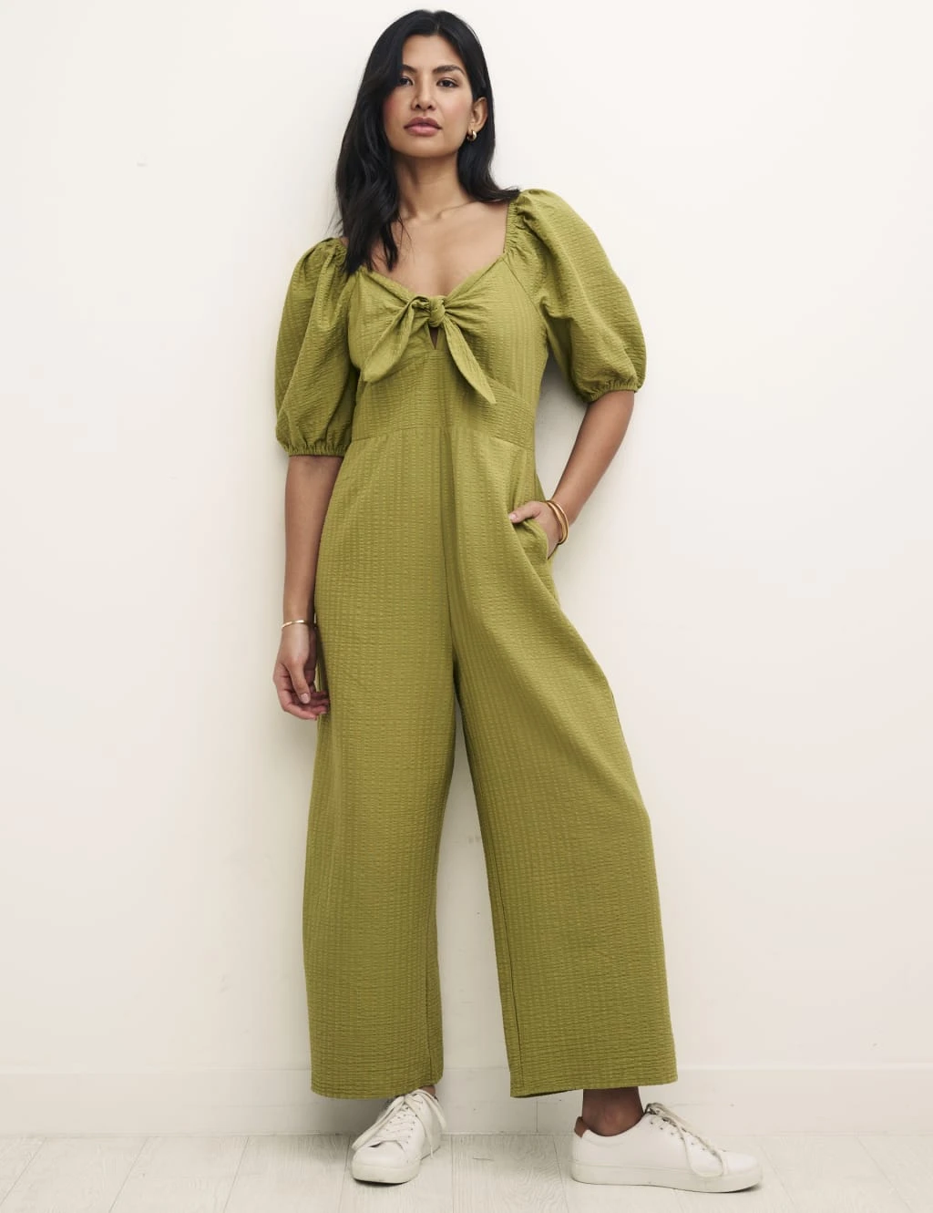 Cotton Rich Textured Wide Leg Jumpsuit 1 Cotton Rich Textured Wide Leg Jumpsuit