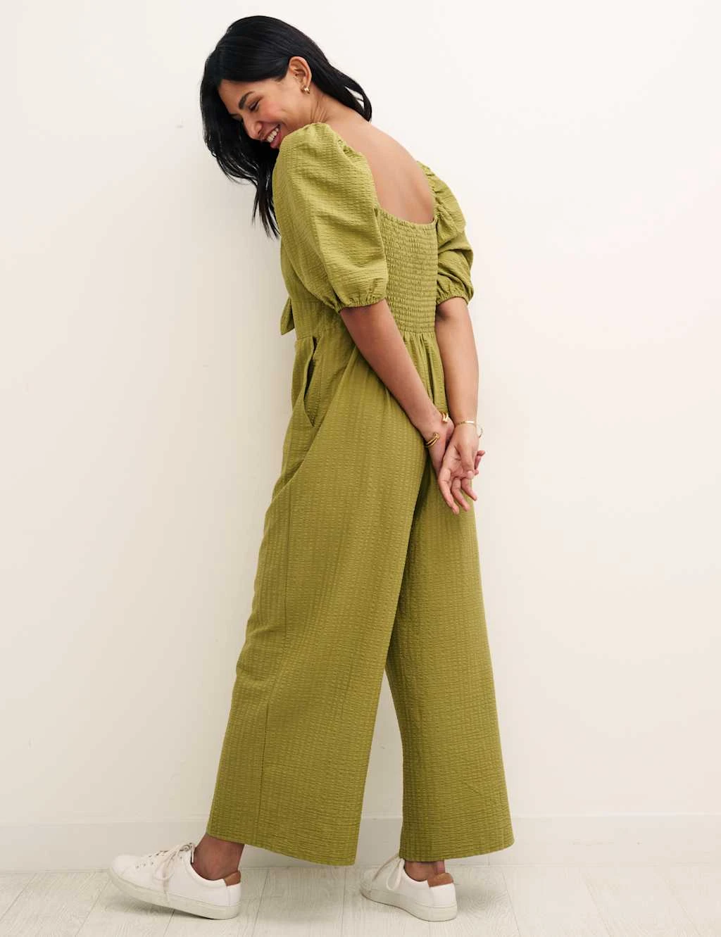Cotton Rich Textured Wide Leg Jumpsuit 2 Cotton Rich Textured Wide Leg Jumpsuit - Image 2