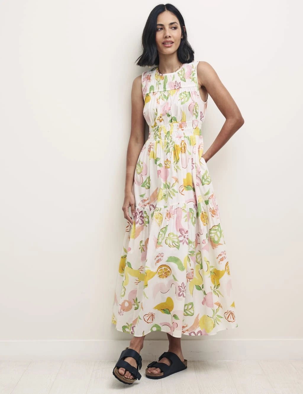 Organic Cotton Printed Midi Waisted Dress 1 Organic Cotton Printed Midi Waisted Dress