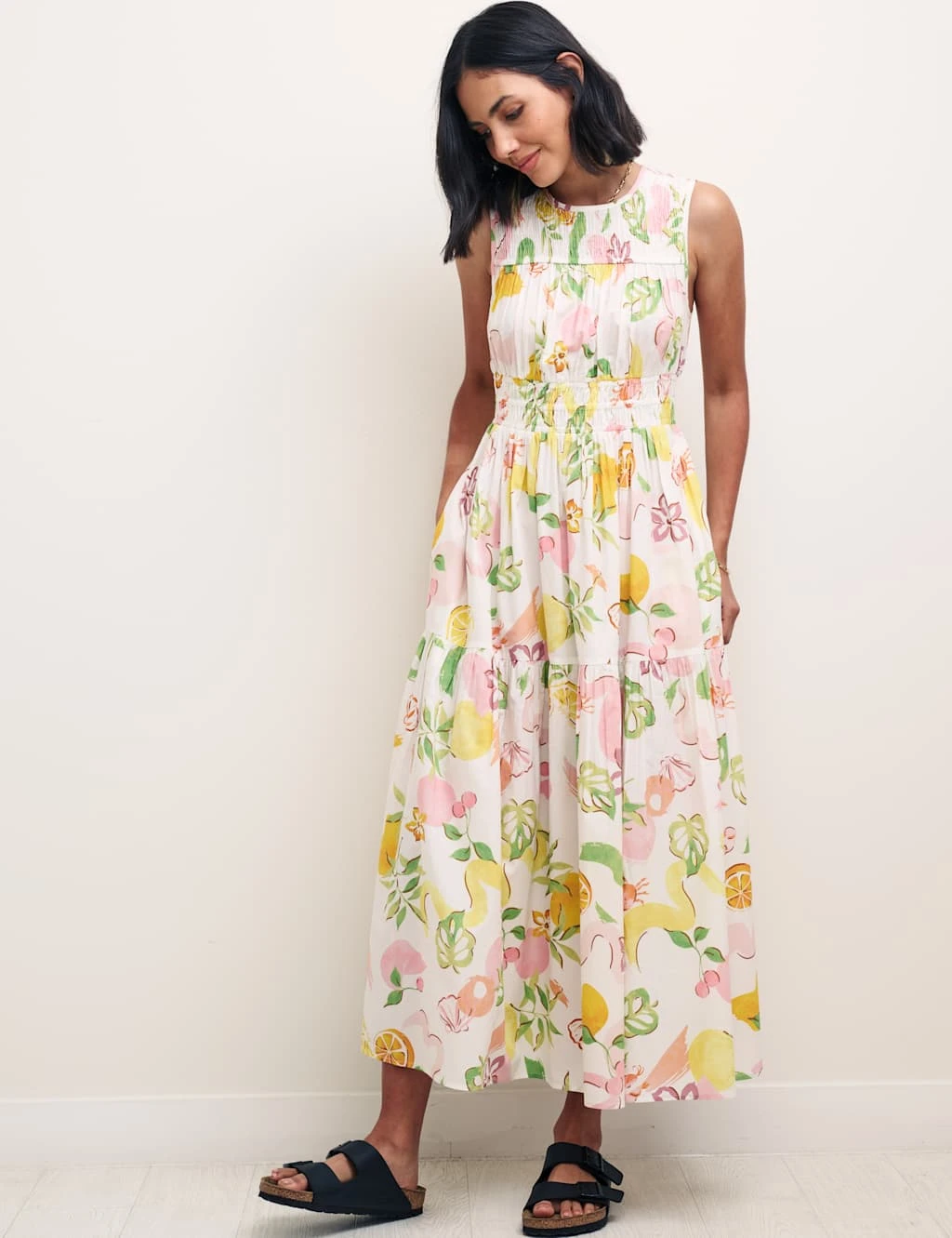 Organic Cotton Printed Midi Waisted Dress 2 Organic Cotton Printed Midi Waisted Dress - Image 2