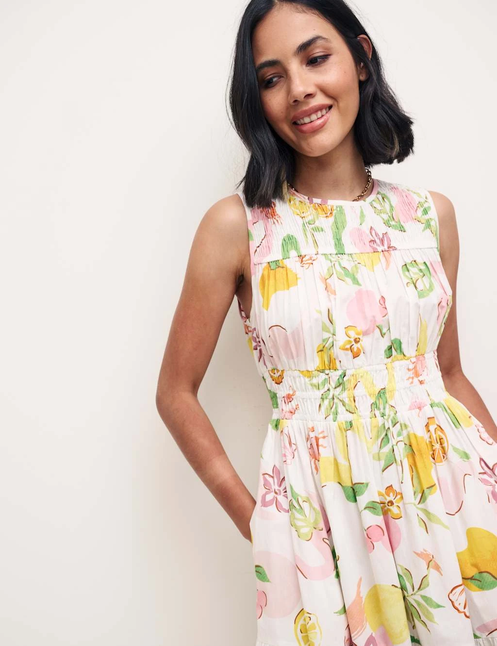 Organic Cotton Printed Midi Waisted Dress 3 Organic Cotton Printed Midi Waisted Dress - Image 3