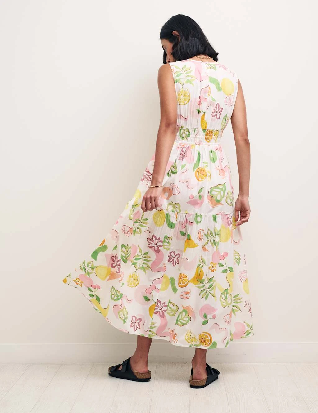 Organic Cotton Printed Midi Waisted Dress 4 Organic Cotton Printed Midi Waisted Dress - Image 4