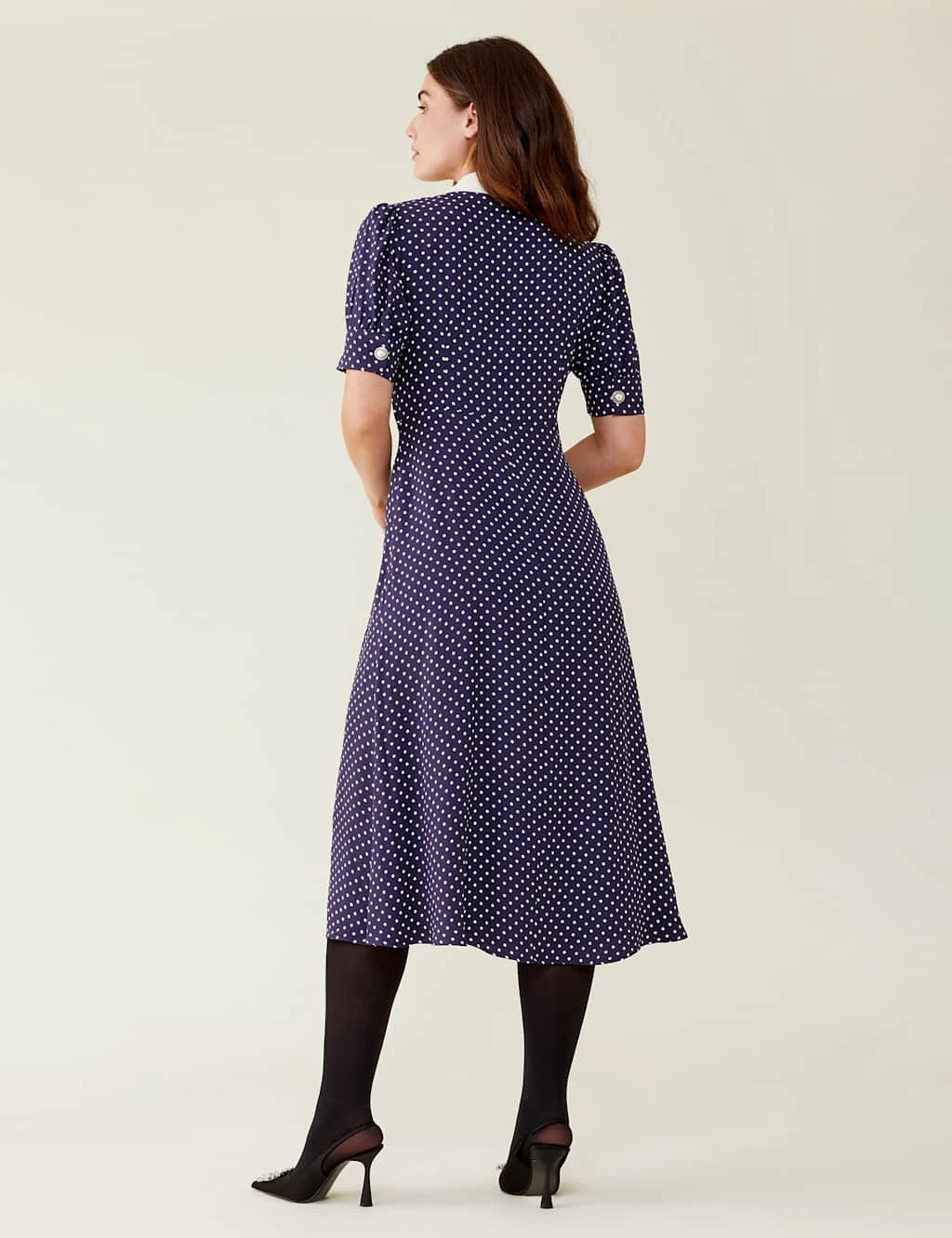 Polka Dot Collared Midi Tea Dress 6 Polka Dot Collared Midi Tea Dress - Image 6