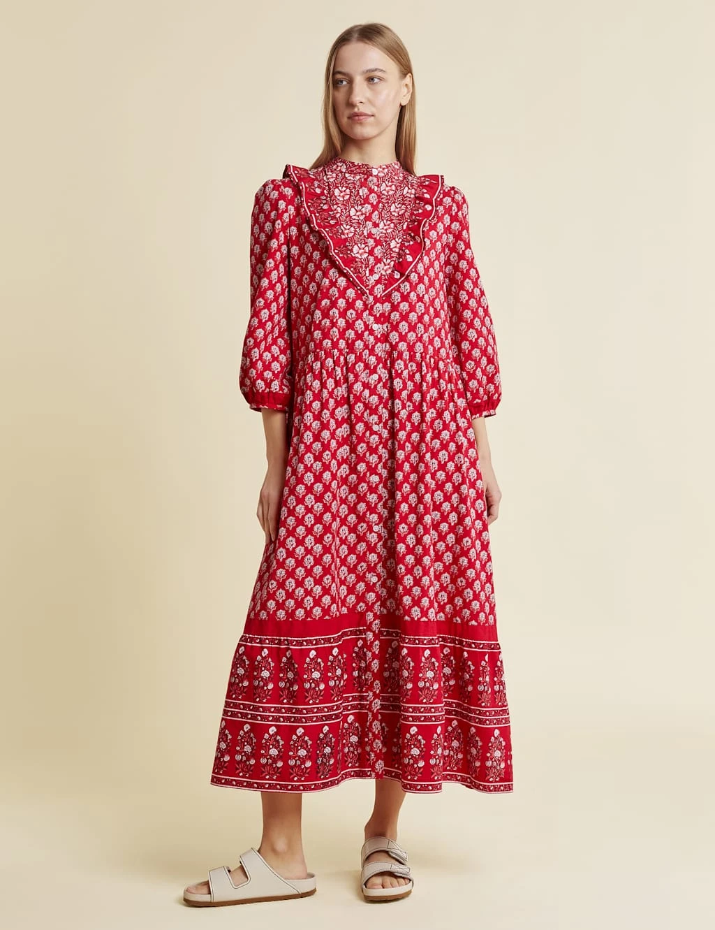 Pure Cotton Floral Midi Waisted Dress 6 Pure Cotton Floral Midi Waisted Dress - Image 6