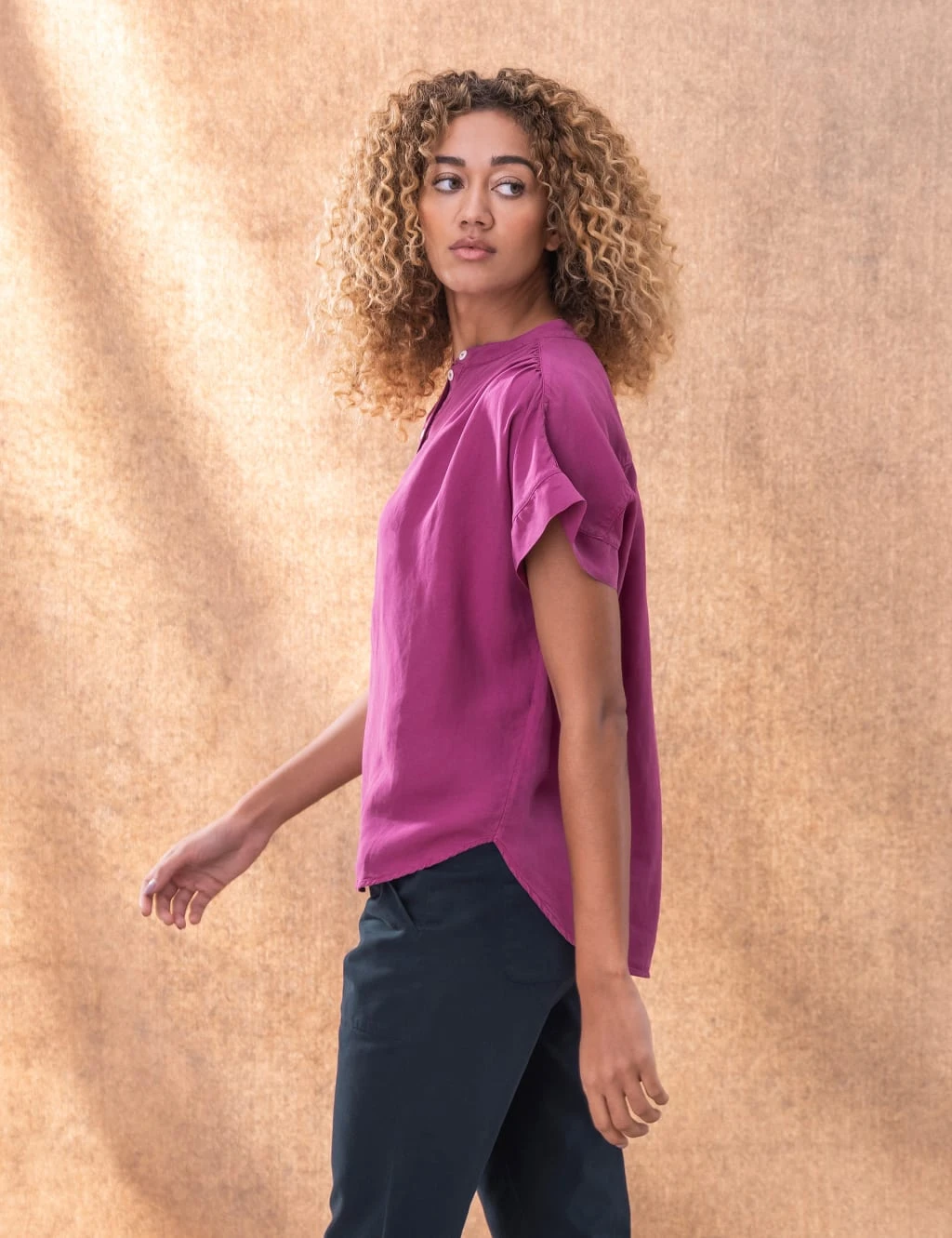 Celtic & Co. Lyocell Rich Stand Collar Blouse 1 Celtic & Co. Lyocell Rich Stand Collar Blouse