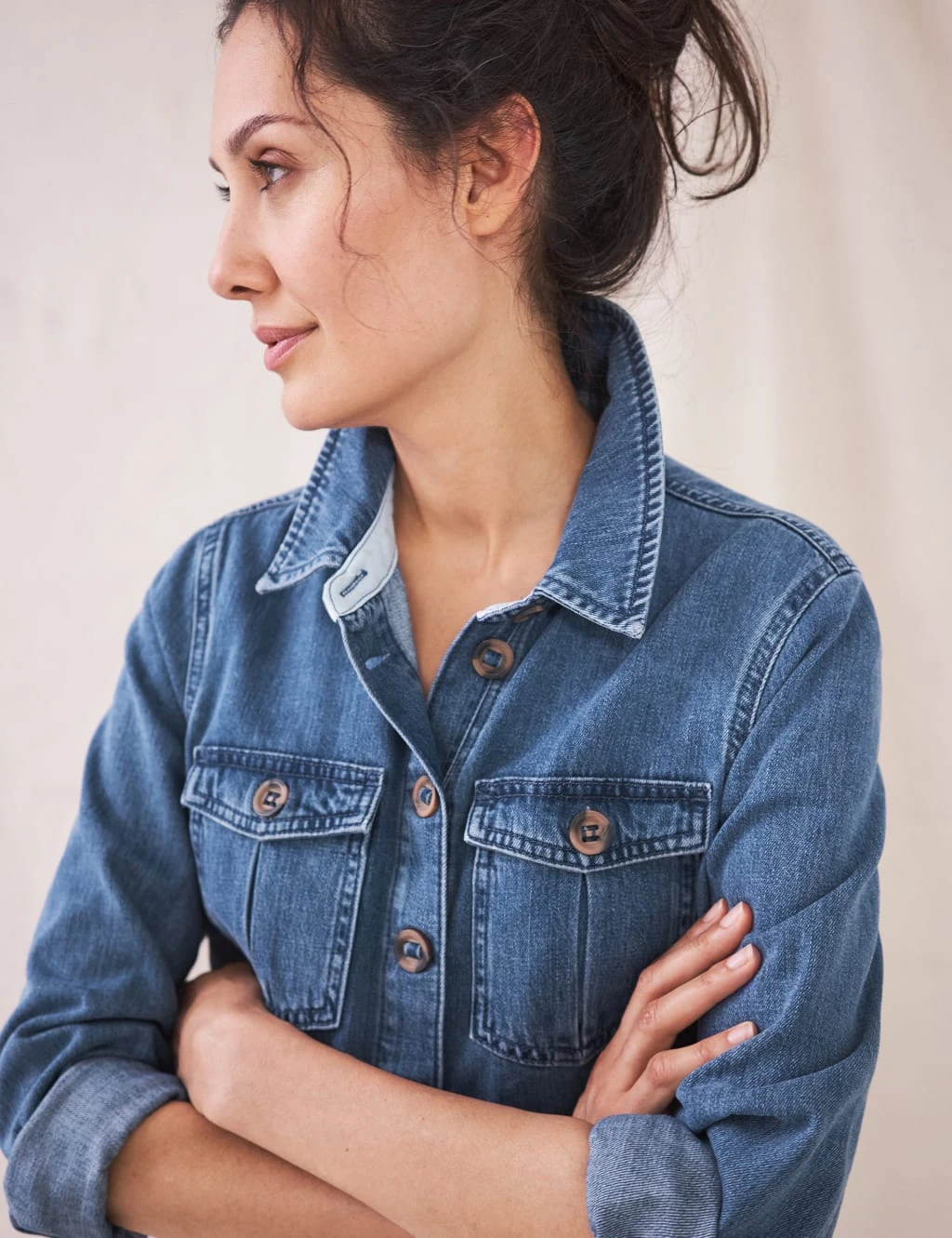 WHITE STUFF Tencel™ Rich Denim Long Sleeve Shirt 3 WHITE STUFF Tencel™ Rich Denim Long Sleeve Shirt - Image 3