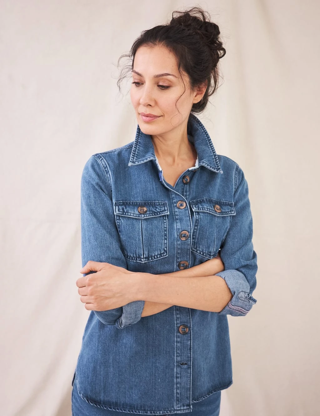 WHITE STUFF Tencel™ Rich Denim Long Sleeve Shirt 4 WHITE STUFF Tencel™ Rich Denim Long Sleeve Shirt - Image 4