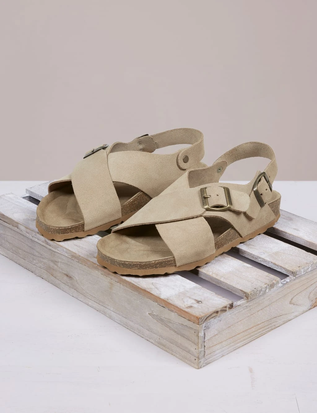 Celtic & Co. Leather Buckle Crossover Flat Sandals 1 Celtic & Co. Leather Buckle Crossover Flat Sandals