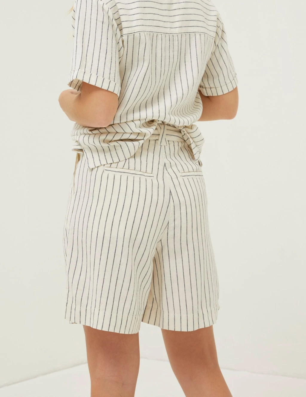 Linen Rich Striped Pleat Front Shorts 5 Linen Rich Striped Pleat Front Shorts - Image 5