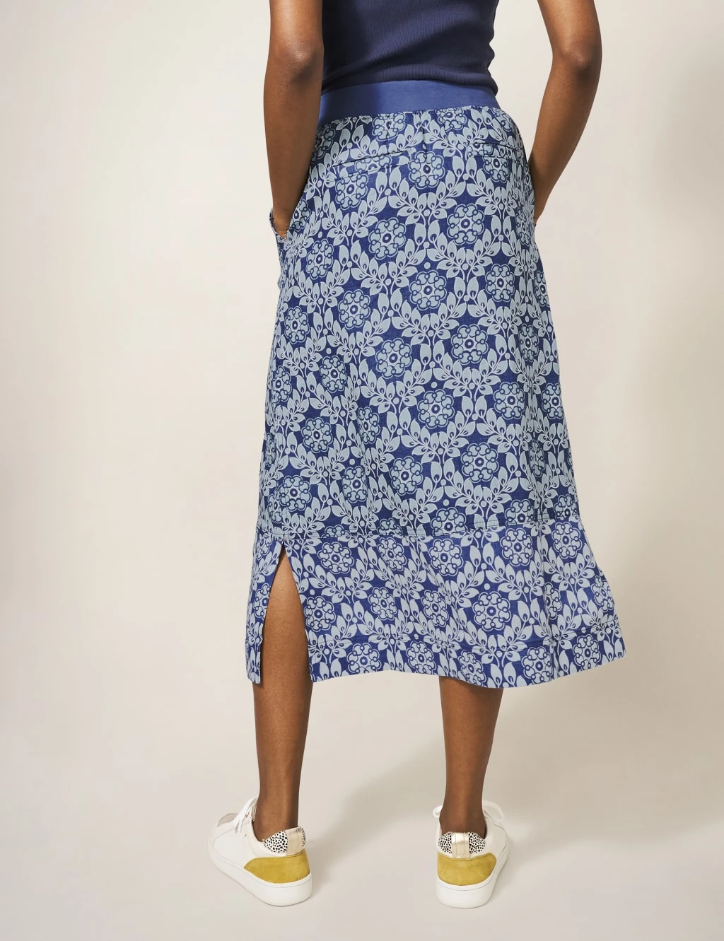 WHITE STUFF Pure Linen Printed Midi A-Line Skirt 3 WHITE STUFF Pure Linen Printed Midi A-Line Skirt - Image 3